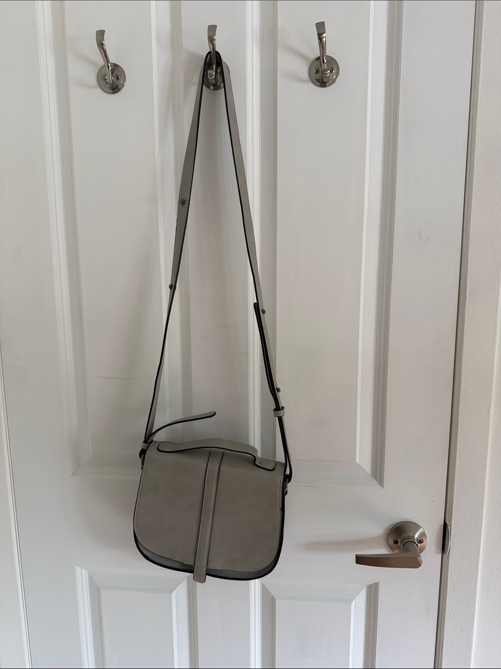Simons Light Gray Crossbody Saddle Bag